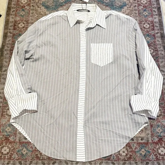 NWT Zara• Women’s oversized great & white striped button down size medium - Picture 5 of 10
